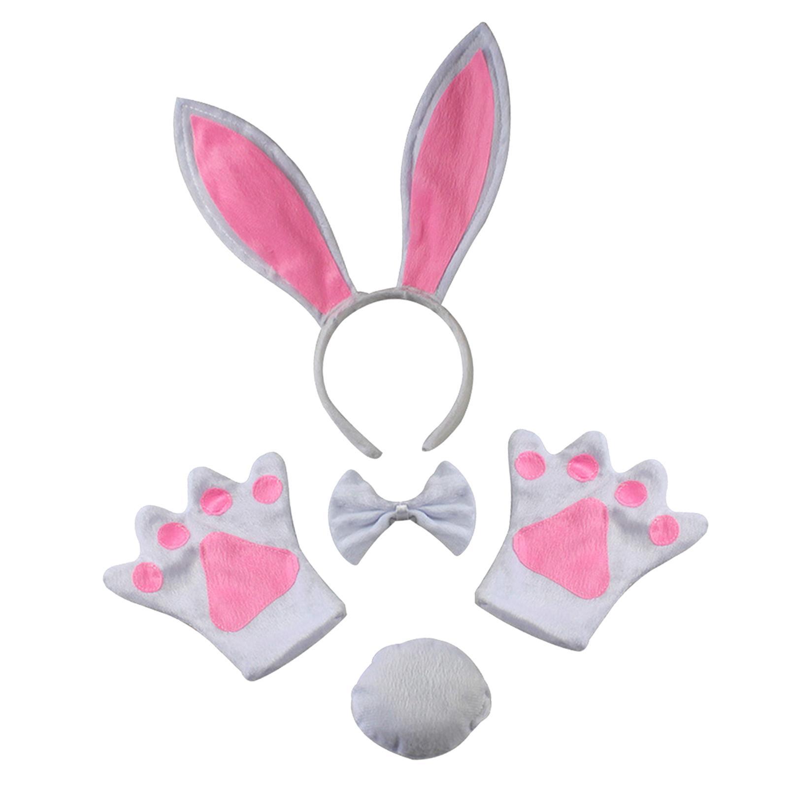 4 Pieces Bunny Costume Set Cute Rabbit Ear Headband Hairband for Kids Adults