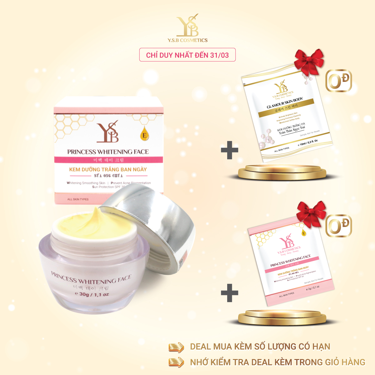 Kem dưỡng trắng da ban ngày Sữa Ong Chúa PRINCESS WHITENING FACE