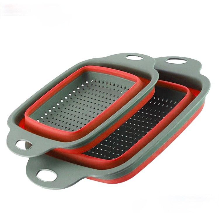 Colander Dish Drainer Foldable Strainer Fruit Vegetable Washing Basket Silicone Colander Collapsible Drainer Kitchen Tools
