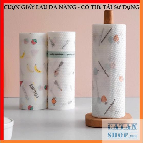 Cuộn giấy lau nhà bếp đa năng, khăn lau bếp, lau tay có thể giặt cuộn 20cm và 25cm giấy lau đa năng in họa tiết