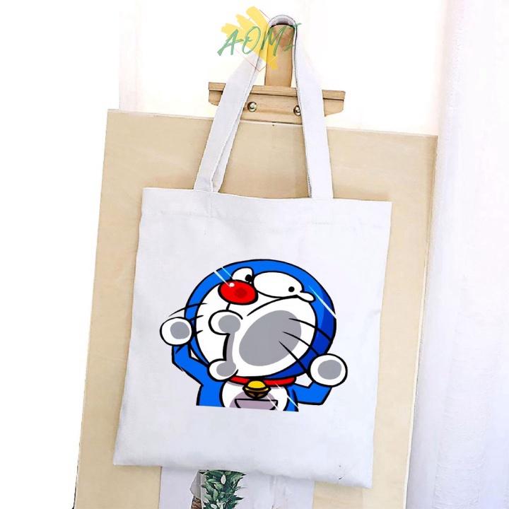 TÚI VẢI MEO MAY ĐORA ĐEO VAI TOTE CANVAS BAG CÓ KHÓA KÉO SIZE LỚN 33x38cm PHONG CÁCH CÁ TÍNH HOT TREND A