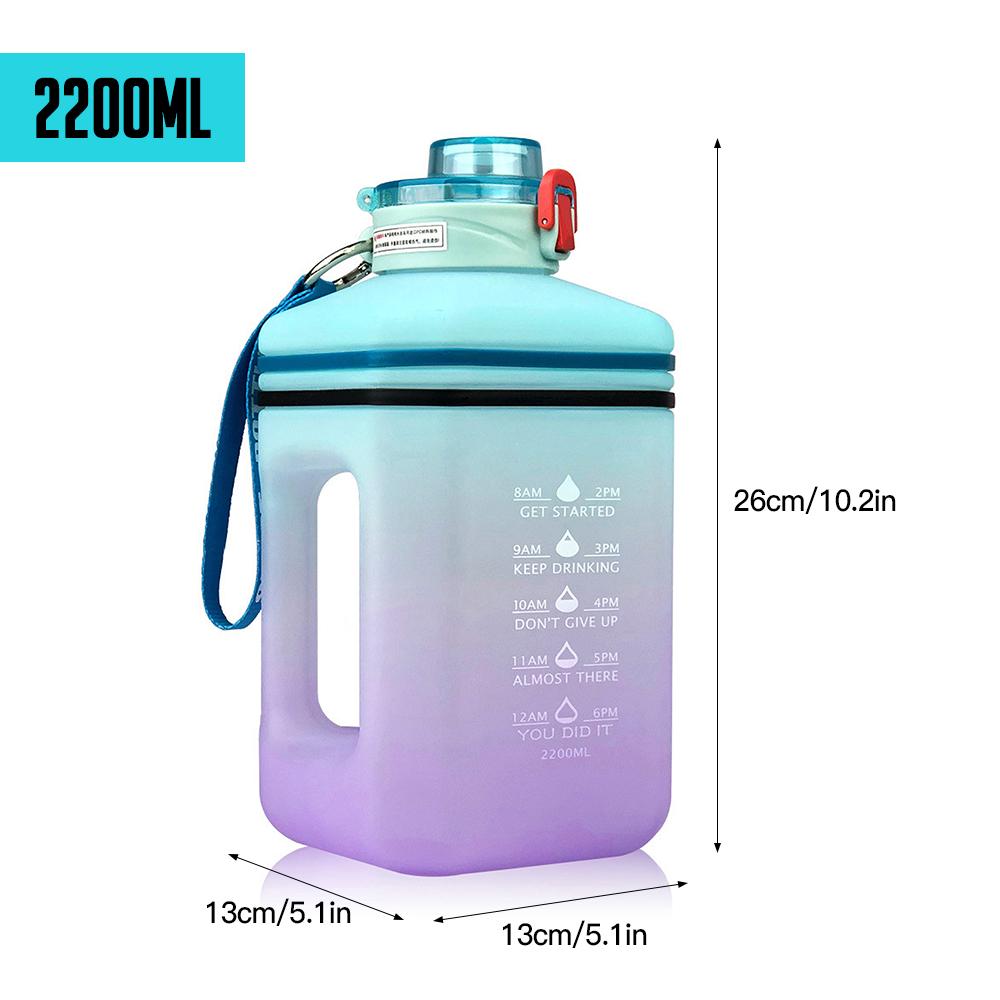 Bình Đựng Nước 2,2L Dễ Thương Có Vạch Báo Giờ Uống Nước Có Tay Cầm