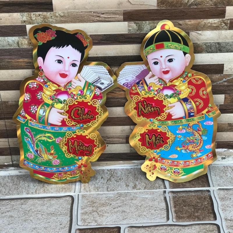 Decal Trang Trí Tết 2022 Bé Chúc Xuân Nhâm Dần .Em bé tiên đồng ngọc nữ.