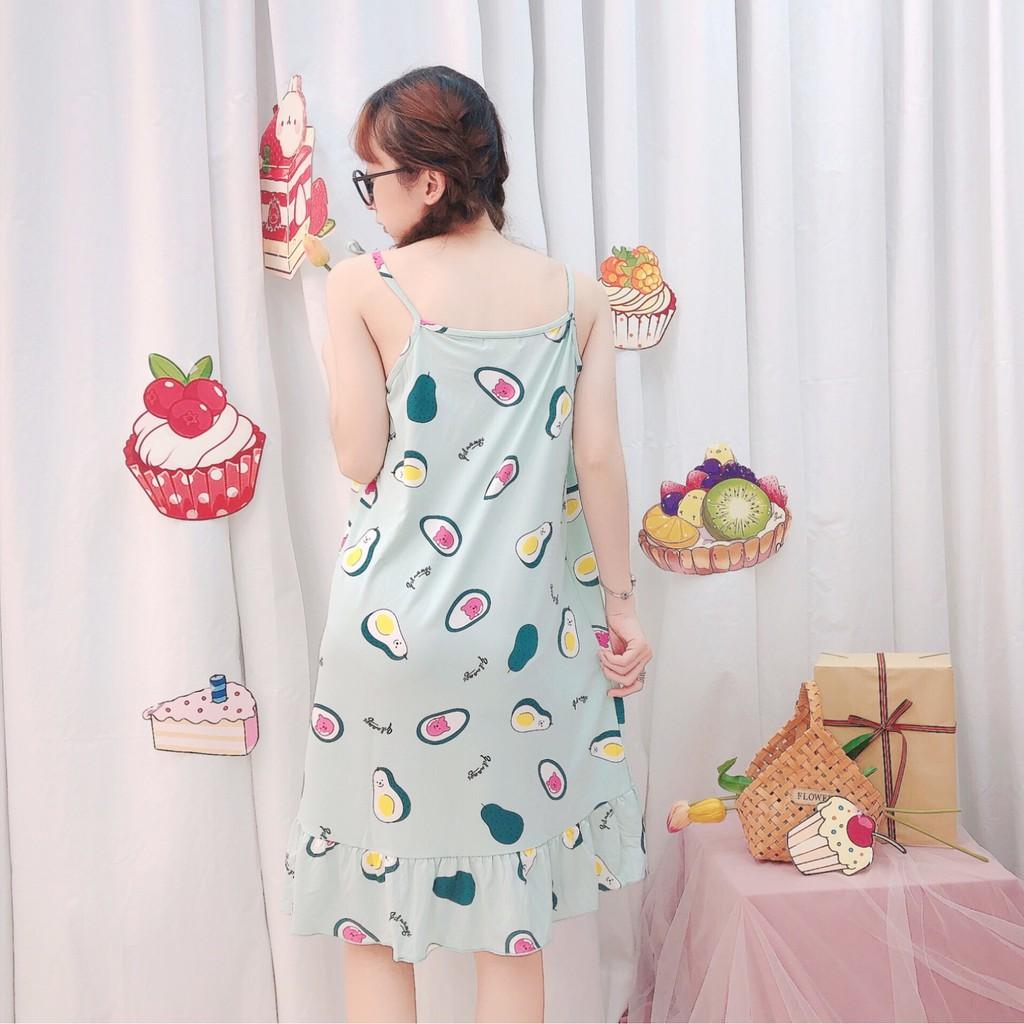 Váy ngủ 2 dây đầm ngủ thun mềm mịn, thoáng mát -
