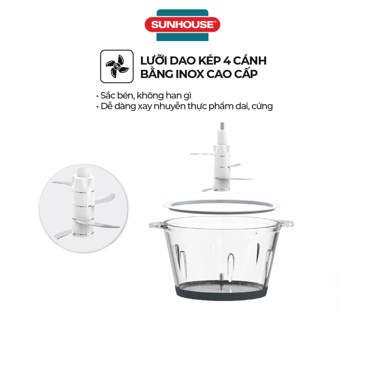 Máy xay thịt Sunhouse 1.8 lít SHD5403 - Hàng chính hãng
