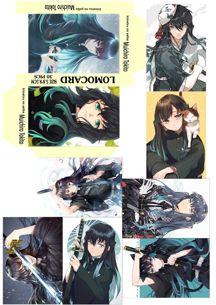 Bộ lomo card Tokitou muichirou 30 tấm khác nhau/ hộp ảnh card Tokitou muichirou kimetsu no naiba