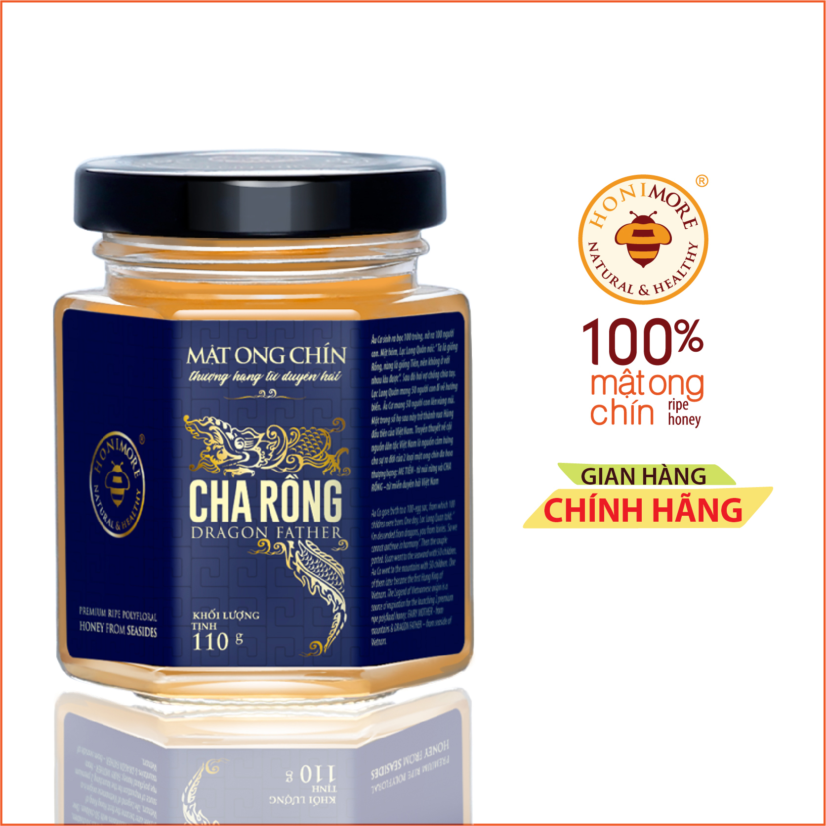 Mật ong rừng thượng hạng miền biển - 100% mật ong chín Cha Rồng Honimore 110g