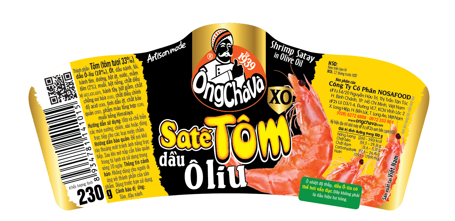 Sa Tế Tôm Dầu Oliu Ông Chà Và 230g (Shrimp Satay In Olive Oil)
