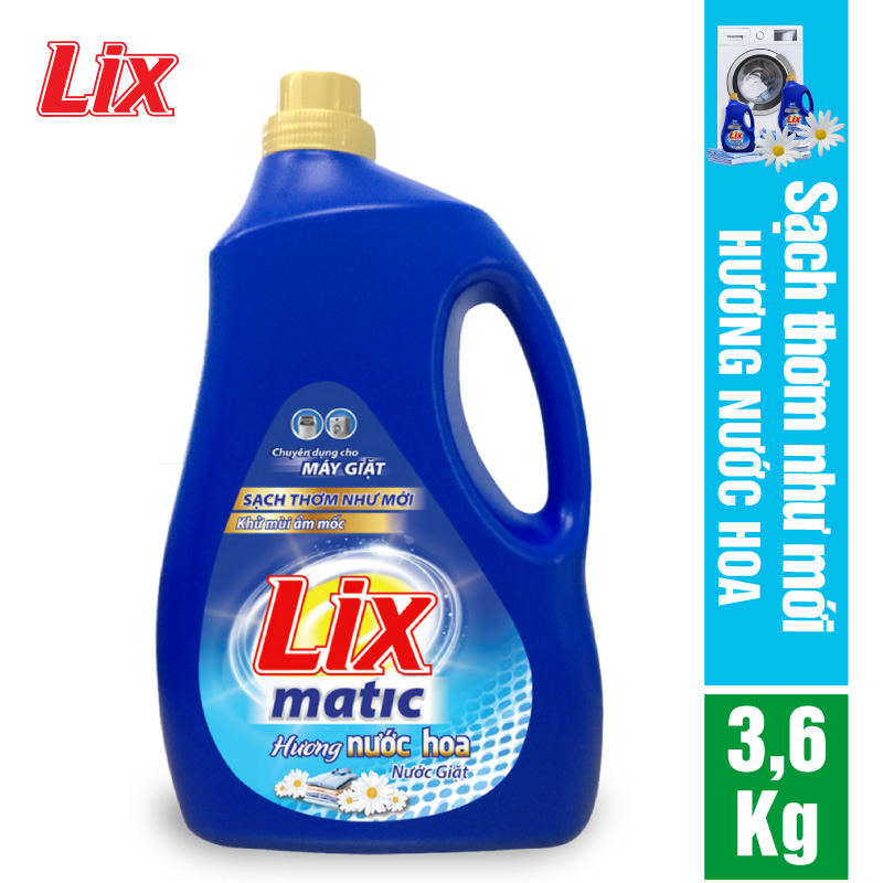 Nước giặt Lix matic hương nước hoa 3.6kg NGM40 - Dùng cho máy giặt cửa trước