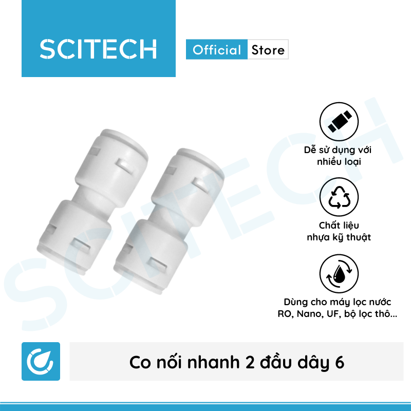 Co nối nhanh 2 đầu dây dùng trong máy lọc nước (Co nối nhanh 2 đầu dây 6, Co nối nhanh 2 đầu dây 10, Co nối nhanh dây 10 ra dây 6...) - Combo 2 cái hoặc 5 cái hoặc 10 cái