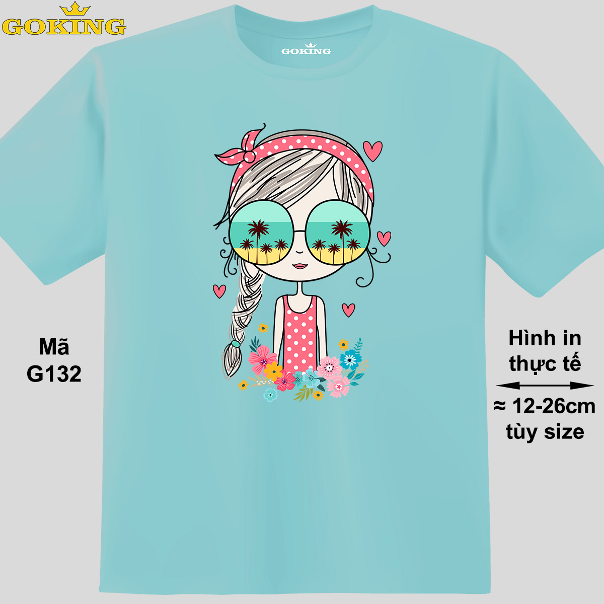 The Girl, Mã G132. Áo Thun Nữ Hàng Hiệu Goking, Form Unisex. Áo Phông In Đẹp, Quà Tặng Cao Cấp Cho Mẹ Và Bé Gái - Biển, Vải Thun Lạnh - S