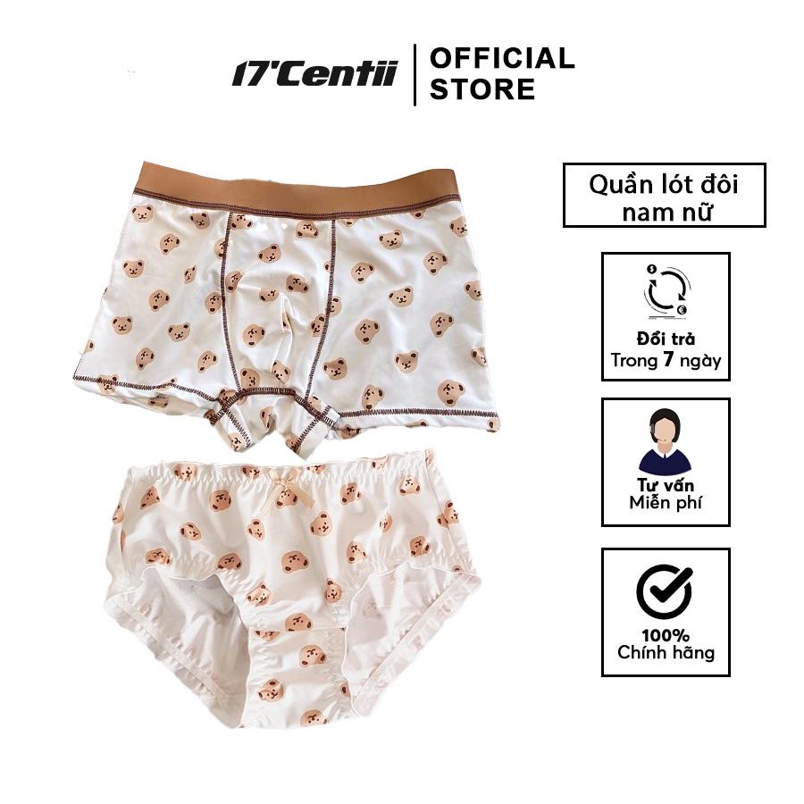 Quần Lót Đôi 17CENTII Nam Nữ Chất Thun Lạnh Cao Cấp Họa Tiết Gấu Kháng Khuẩn Khử Mùi