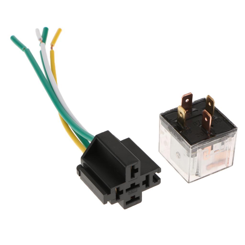 5Pcs Car 12V 80A  Relay Pump Light  4Pin 4P & Socket 4 Wire