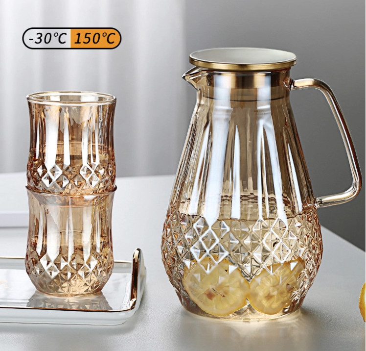 Set bình đựng nước thủy tinh kèm 4 cốc AMBER GLASSWARE 1500ml