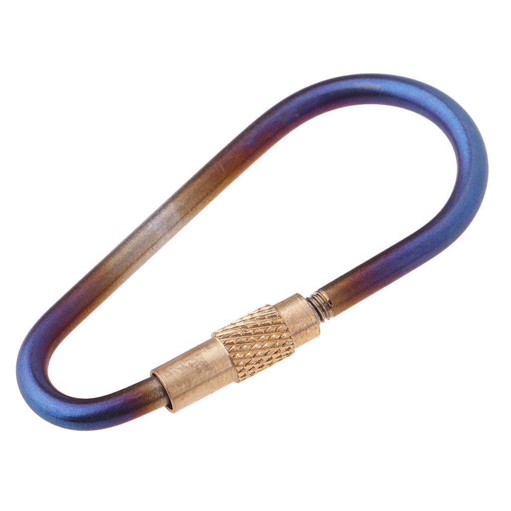 Titanium Keychain Carabiner D- Buckle Screw Gate Keyring Outdoor Sports