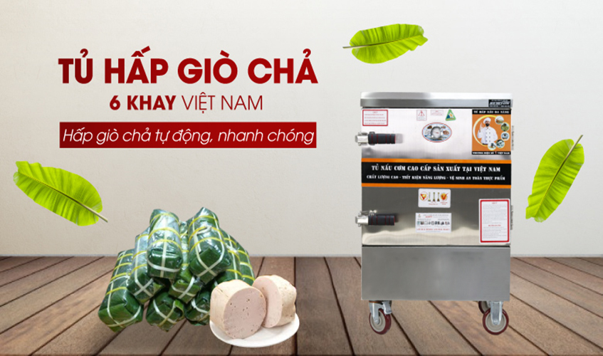 Tủ Hấp Giò Chả,Thực Phẩm 36 Kg/Mẻ Dùng Điện 6 Khay inox 304 Việt Nam NEWSUN, Năng Suất Cao - Hàng Chính Hãng