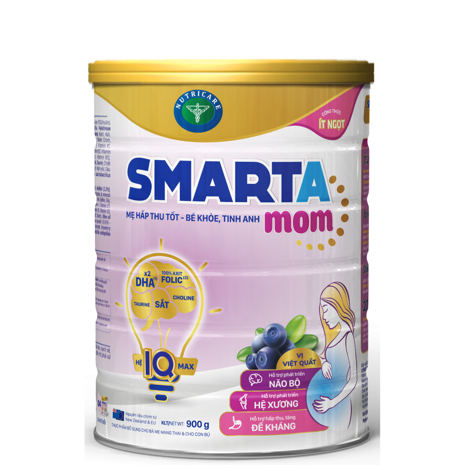 Sữa bột Nutricare Smarta Mom vị việt quất - công thức ít ngọt (900g)