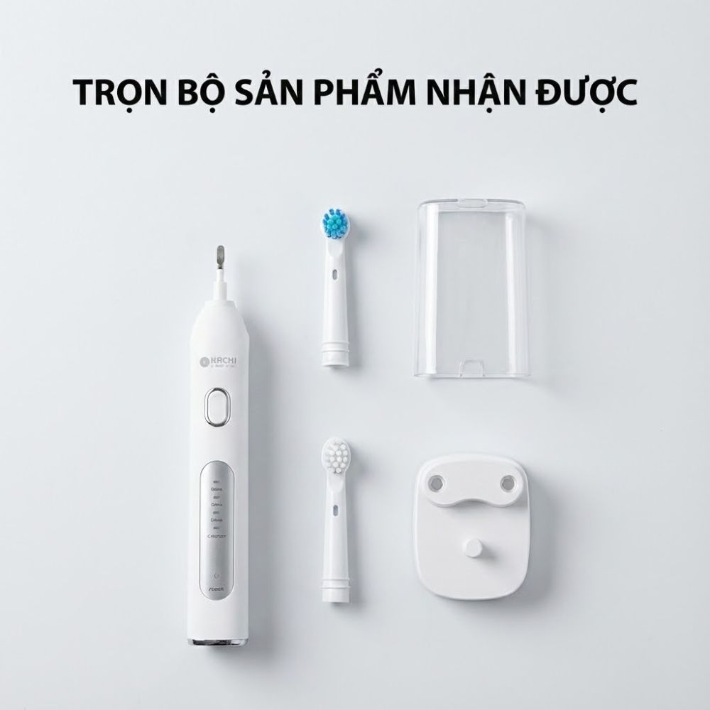 Bàn chải điện đầu xoay tròn Kachi MK361 kèm đế sạc không dây và 2 đầu bàn chải
