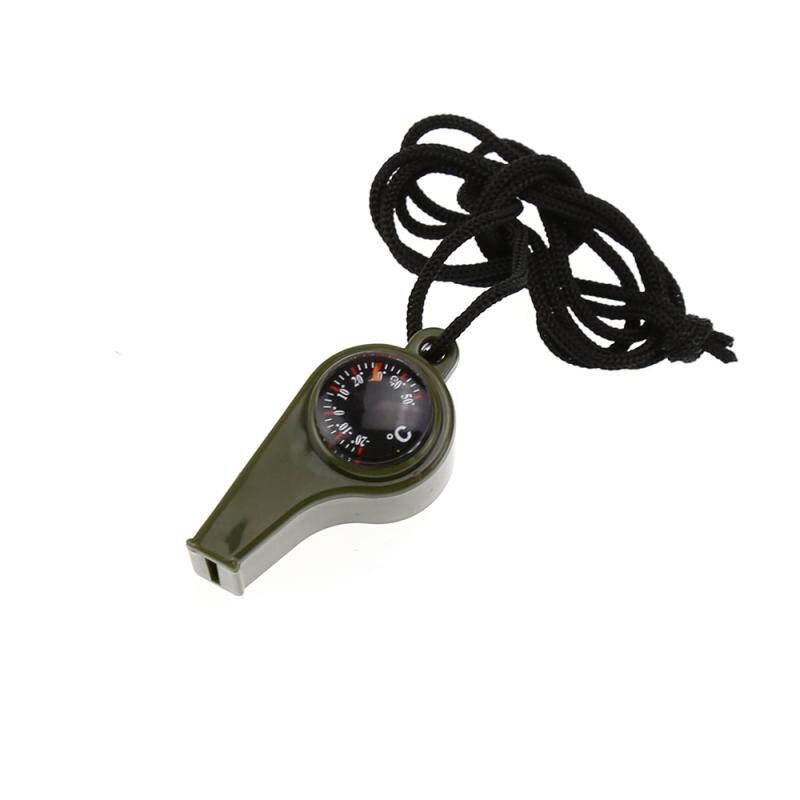 3 In 1 Whistle Compass Thermometer Lanyard Multi-function Outdoor Camping Hiking Emergency Survival Gear Tool