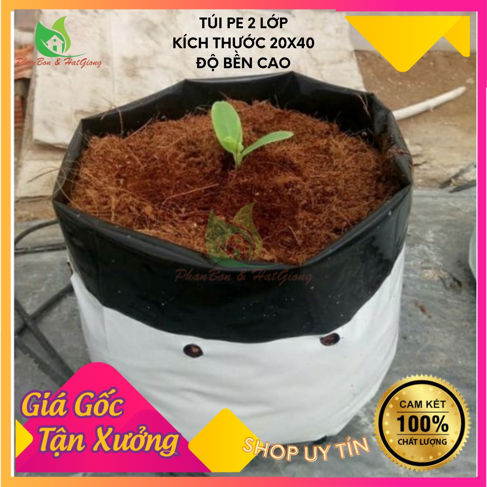 Túi Ươm Cây, Trồng Cây 2 Da Trồng Dưa Lưới 0.5Kg 20x40 - 16 cái - Shop Phân Bón và Hạt Giống