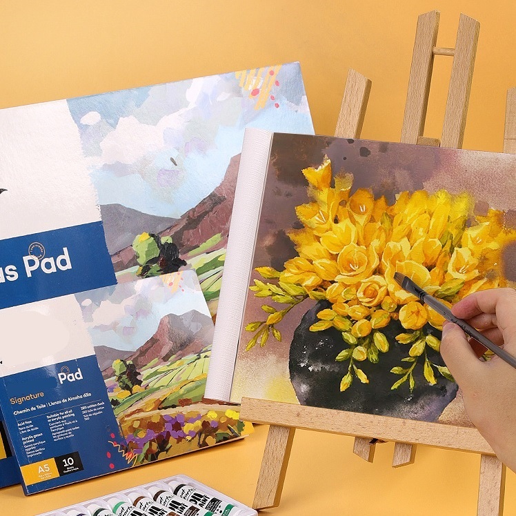 Vải toan dạng sổ 10 tờ size A4 280gsm vẽ tranh sơn dầu, acrylic, màu nước