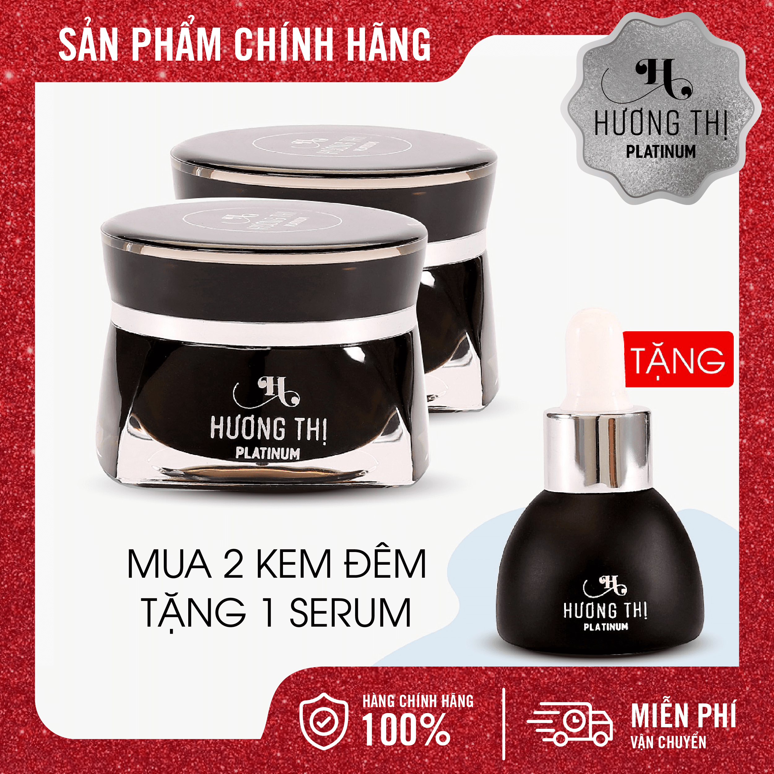 Combo 02 Kem Dưỡng Trắng Da Ban Đêm Hương Thị 50g + Tặng 01 Serum Dưỡng Da 15 ml