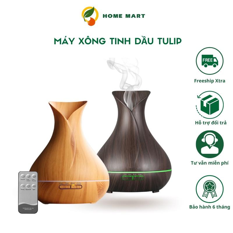 Máy xông tinh dầu Tulip phun sương tạo độ ẩm không khí, khuếch tán tinh dầu, đèn Led 7 màu, remote điểu khiển từ xa