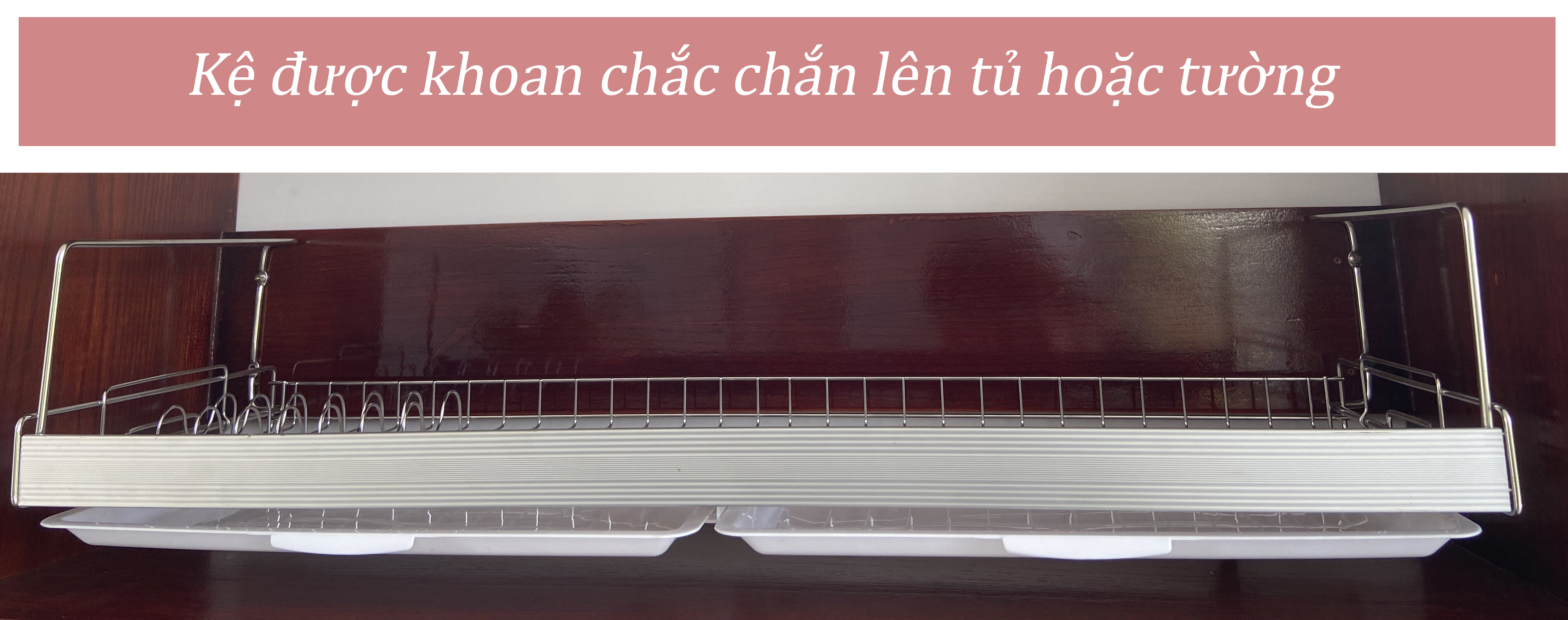 Kệ chén, kệ bát, kệ treo tủ bếp, kệ chén treo 1 tầng, kệ đựng bát Inox 304  - Treo Tường