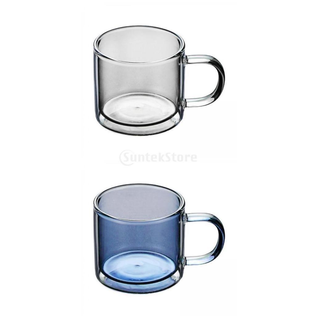 2 Pieces 250 ml Glass Cup Champagne Drinking Cups Double-Layer for Cafe