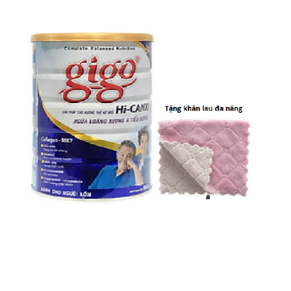Combo 2 hộp sữa bột Hi-CANXI của hãng GIGO giành cho người trưởng thành ngăn ngừa loãng xương, tiểu đường-&gt; tặng khăn mềm mịn