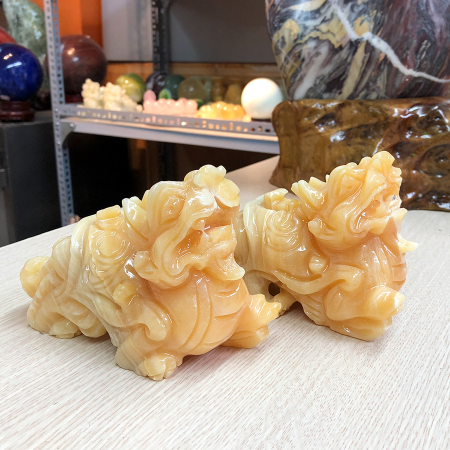 Cặp Tỳ Hưu phong thủy đá Ngọc Hoàng Long Roxi