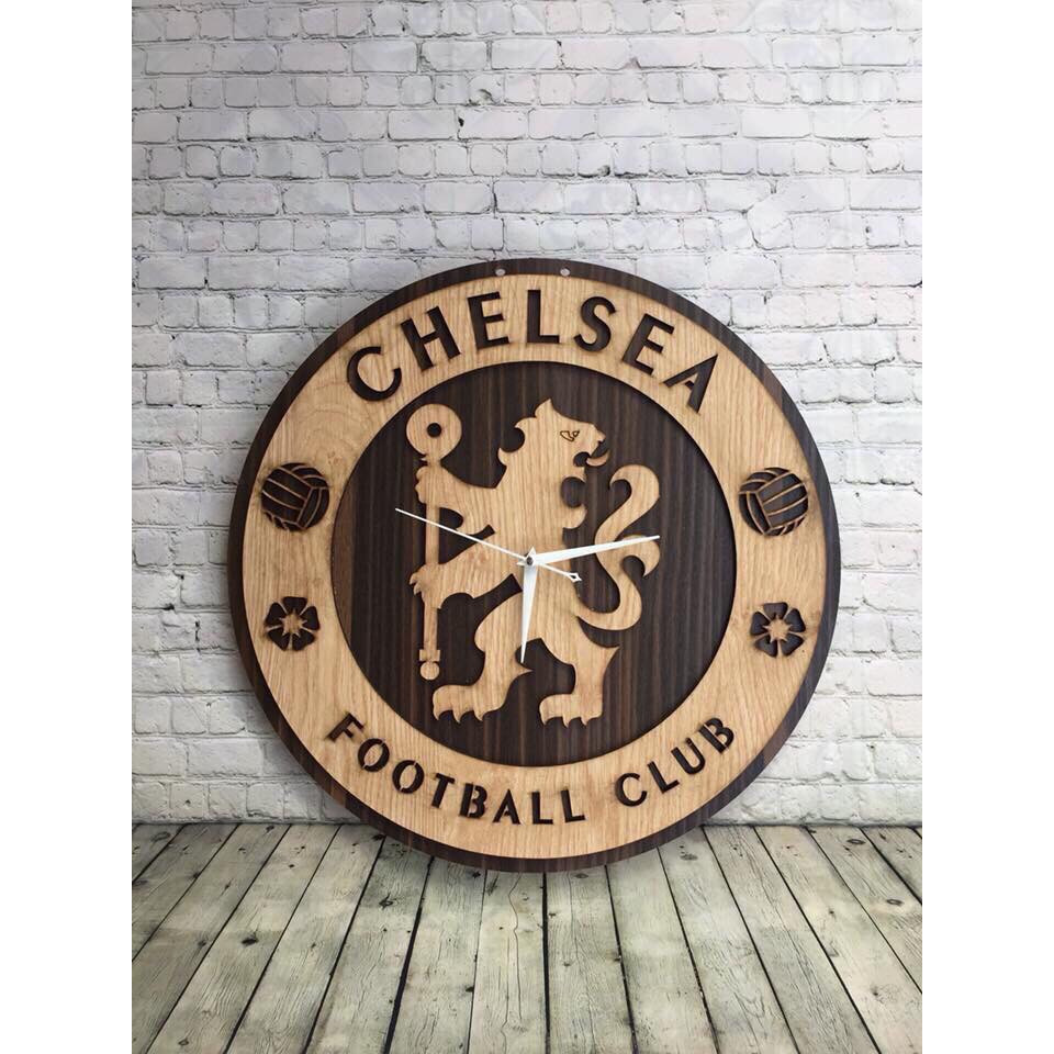 ĐỒNG HỒ GỖ TREO TƯỜNG LOGO BÓNG ĐÁ CHELSEA