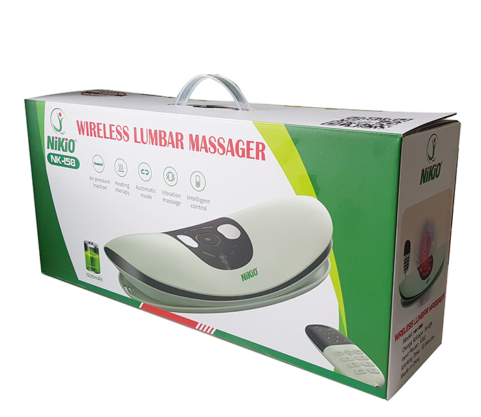 Máy Massage Lưng Và Thắt Lưng Nikio NK-158 - Công Nghệ Mát Xa Cải Tiến 4in1: Nhiệt Nóng, Xung Điện, Rung, Túi Khí - Hỗ Trợ Điều Trị Thoát Vị Đĩa Đệm, Thoái Hóa, Đau Cột Sống Lưng - Dòng Không Dây Pin Sạc, Có Remote Điều Khiển