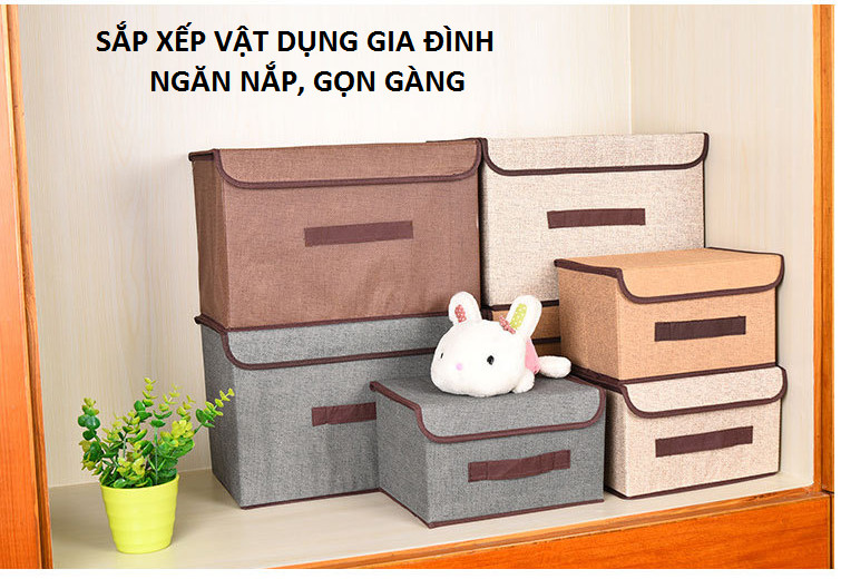 Combo 2 Hộp vải đựng vật dụng xếp gọn (giao màu ngẫu nhiên)