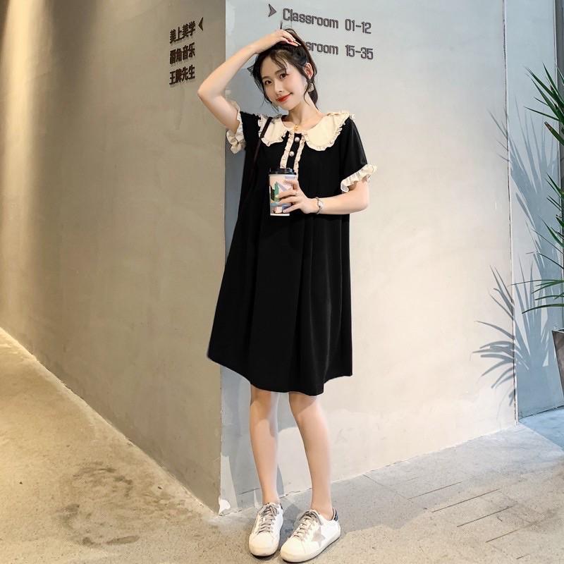 Váy bầu cao cấpchất lụa Hàn mềm mịn, thoáng mát, thấm hút mồ hôifree size 43~68kg