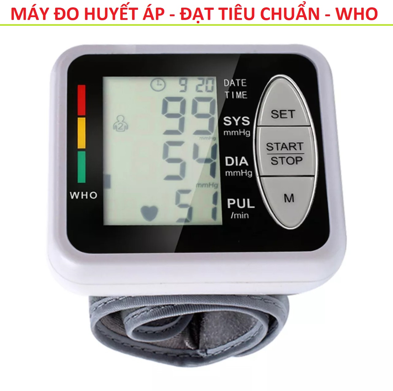 Máy đo huyết áp nhịp tim cổ tay điện tử màn hình led mẫu mới đo tex nhanh đạt Tiêu chuẩn WHO