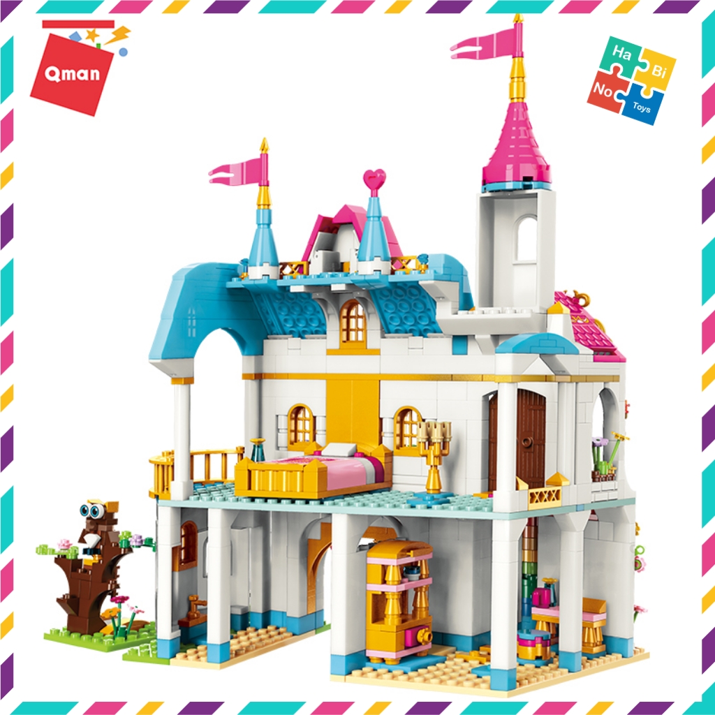 Bộ Lắp Ghép Đồ Chơi Lego Cho Bé Gái Từ 6 Tuổi Qman 32014 Lâu Đài Cầu Vồng 605 Chi Tiết