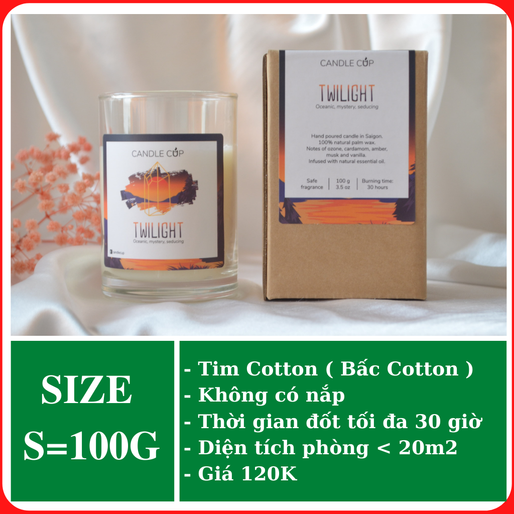 Nến thơm AGAYA CUP (Candle Cup) mùi Twilight - Nến thơm tinh dầu thiên nhiên mùi hoàng hôn chạng vạng biển