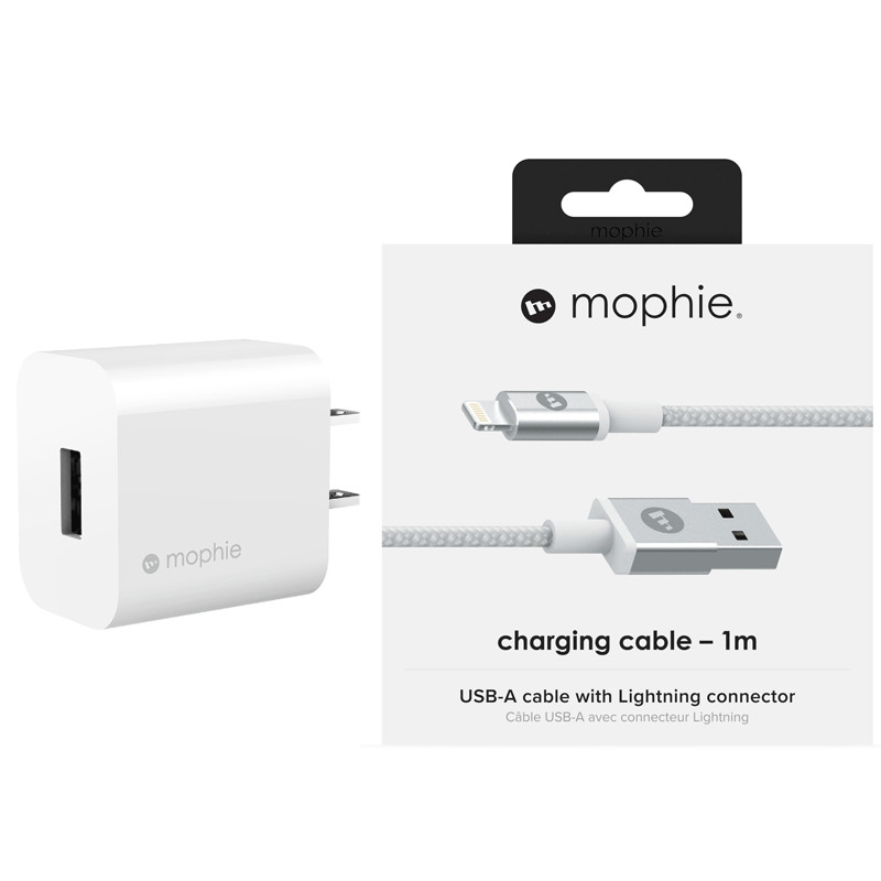 Combo sạc USB-A 10W và Cáp sạc USB-A to Lightning 1m MFI MOPHIE - Hàng Chính Hãng