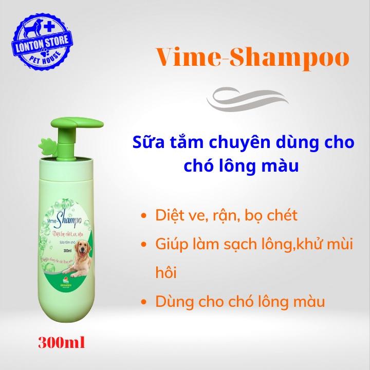 Sữa Tắm Vime Shampoo-Phòng Ve Chó, bọ Chét Cho Chó Mèo lông màu, 300ml - Lonton Store & Vemedim