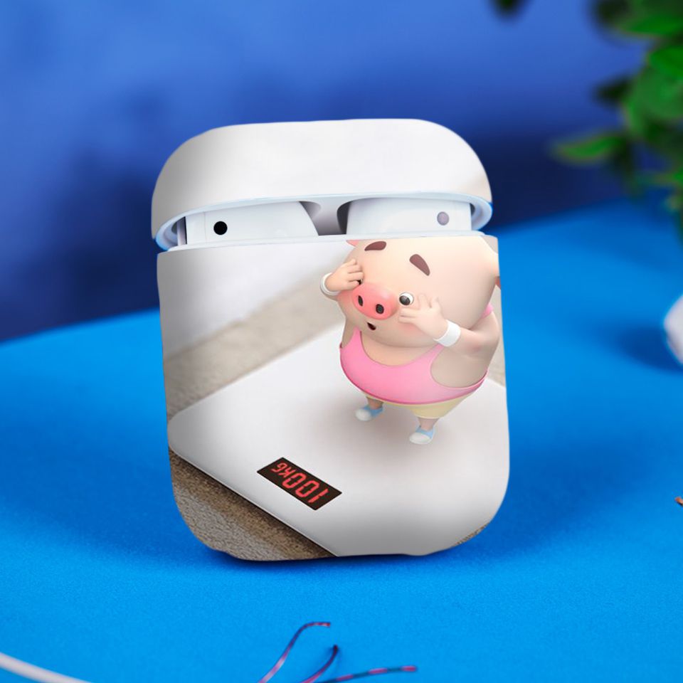 Miếng dán skin chống bẩn cho tai nghe AirPods in hình Heo con dễ thương - HEO2k19 - 016 (bản không dây 1 và 2)