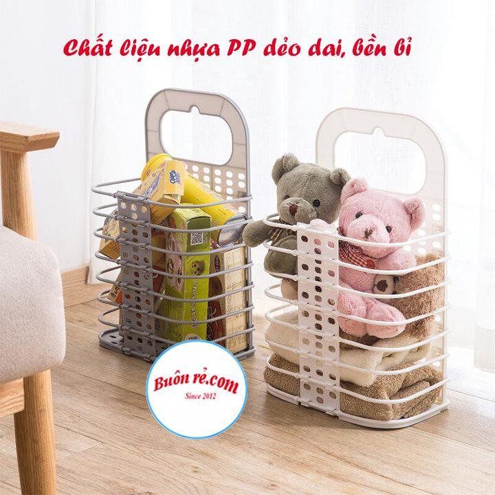 Giỏ đựng đồ gấp gọn thông minh Việt Nhật tặng móc dính trong , giỏ treo tường đựng quần áo đồ dùng nhà tắm - 00540