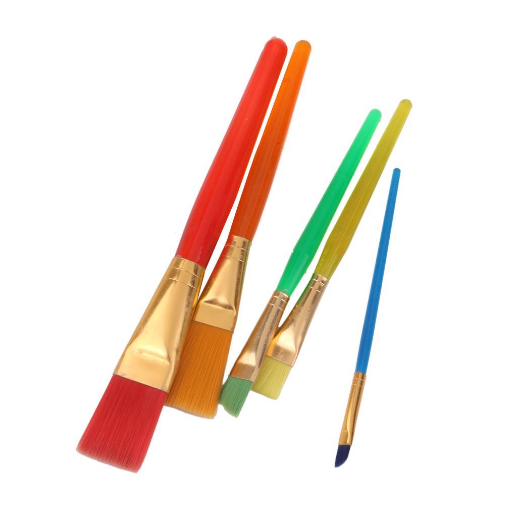Kids Craft Nylon Paint Brushes Set of 5pcs Multicolor