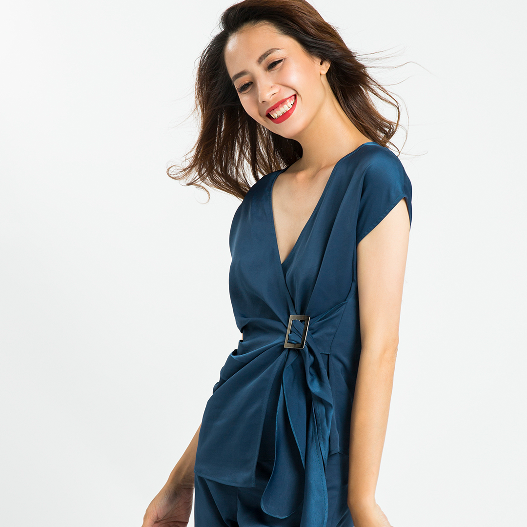 Áo Thắt Eo Hity TOP089 (Xanh Thủy Thủ Sailor)