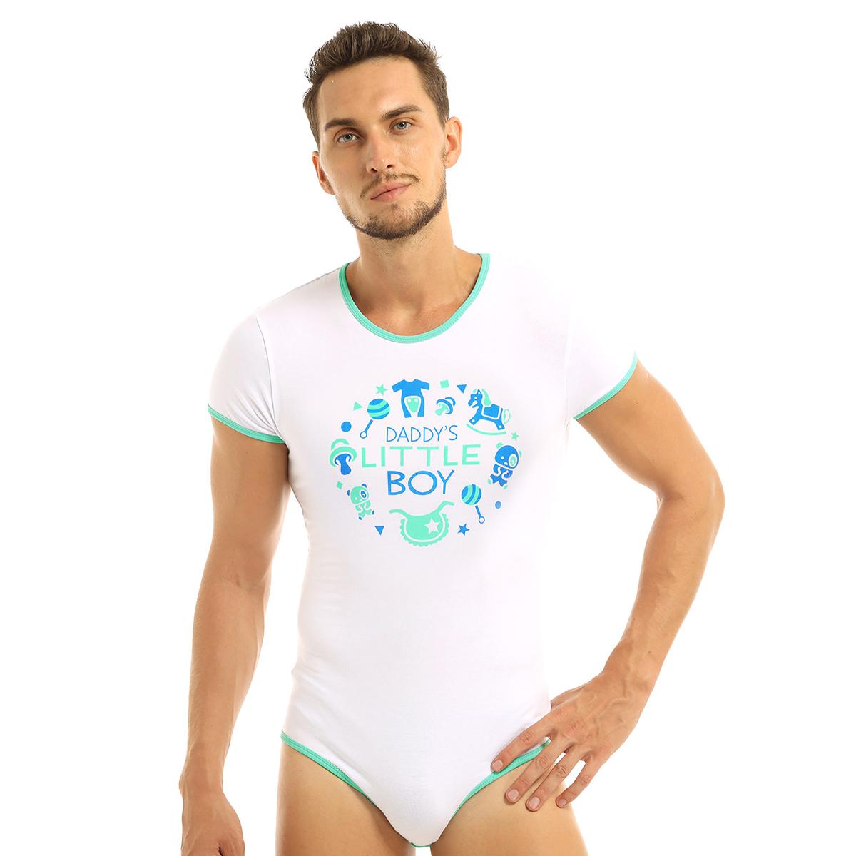 Áo Người Lớn Bé Yêu Quần Lót ABDL Vai Trò Cầu Thủ Trang Phục Nút Croptop Mặt Trước In Hình của Bố Cậu Nhỏ Bodysuit Áo Liền Quần Bộ Đồ Ngủ