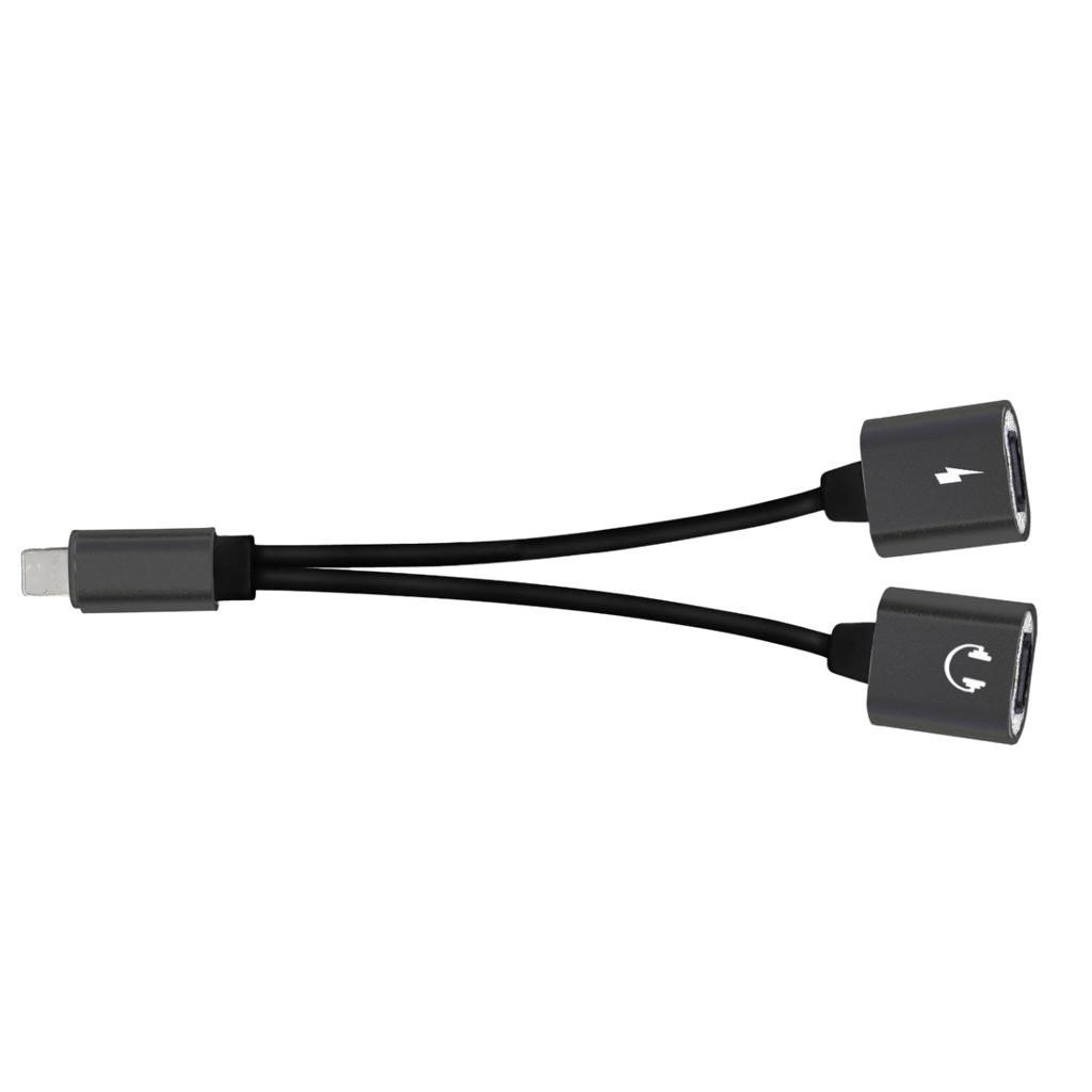 2 X Splitter Adapter and Charge Cable for 7 8 Plus black