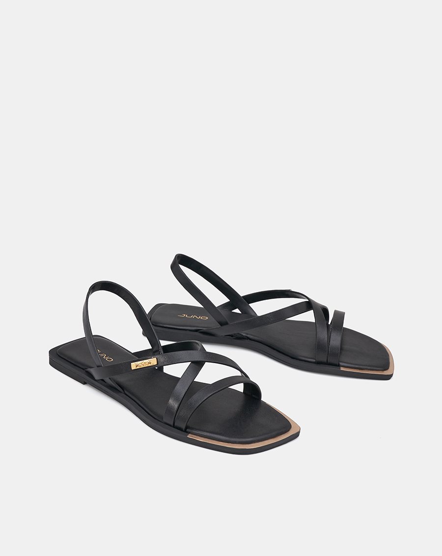 Giày Sandal Nữ 1cm Thời Trang JUNO Sơn Viền Phối Khoá Trang Trí SD01134