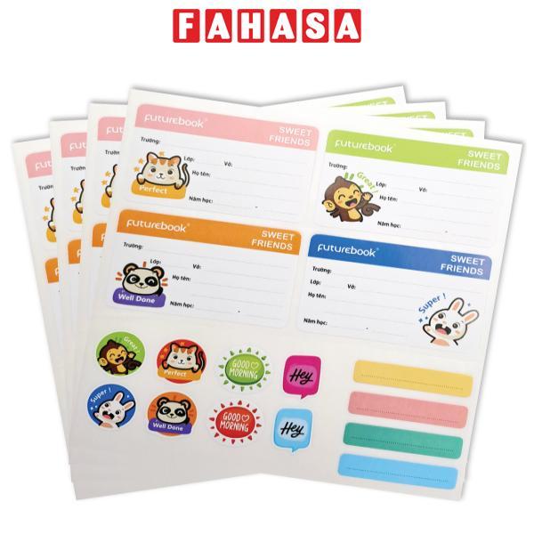 Nhãn Vở Học Sinh Sweet Friends Kèm Sticker - futurebook N103 (16 Nhãn)