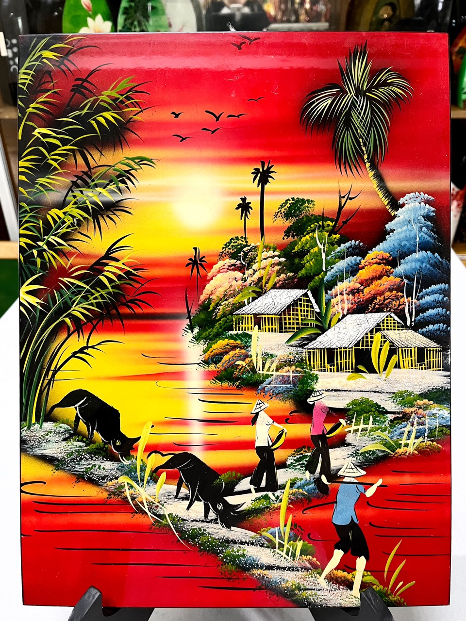 Tranh sơn mài - ĐỒNG QUÊ VIỆT NAM -Hàng xuất khẩu size 30x40 cm