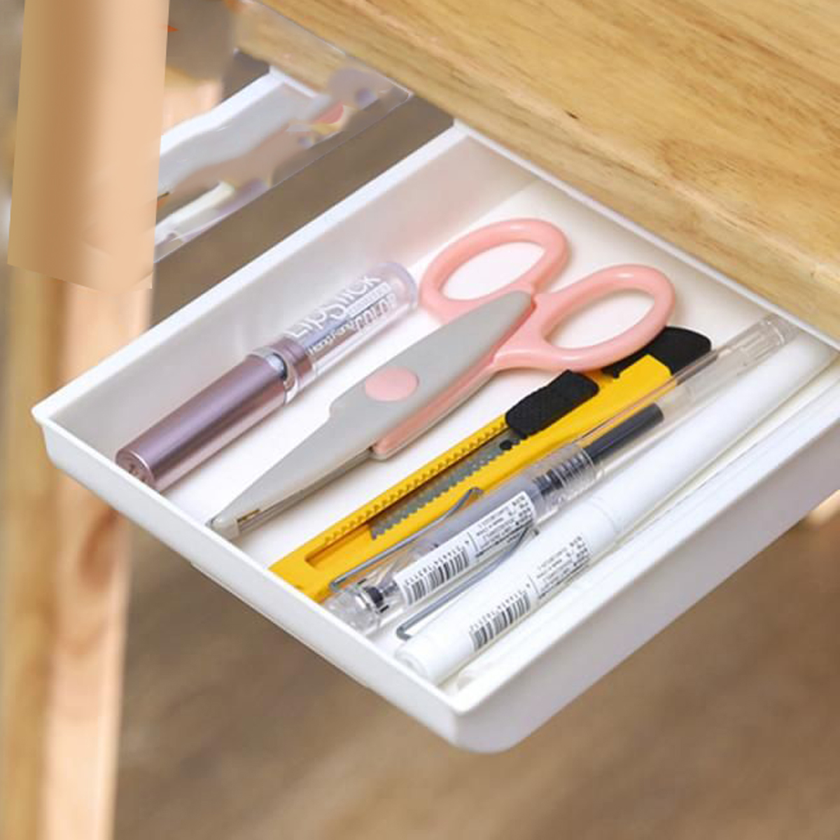 Ngăn Kéo Nhựa Nhỏ Mini, Khay Đựng Bút Gắn Treo Dưới Bàn Làm Việc Giúp Cất Giữ Gọn Gàng Bàn Làm Việc